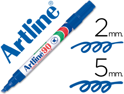 ROTULADOR ARTLINE MARCADOR PERMANENTE EK-90 AZUL PUNTA BISELADA 5 MM PAPEL METAL Y CRISTAL