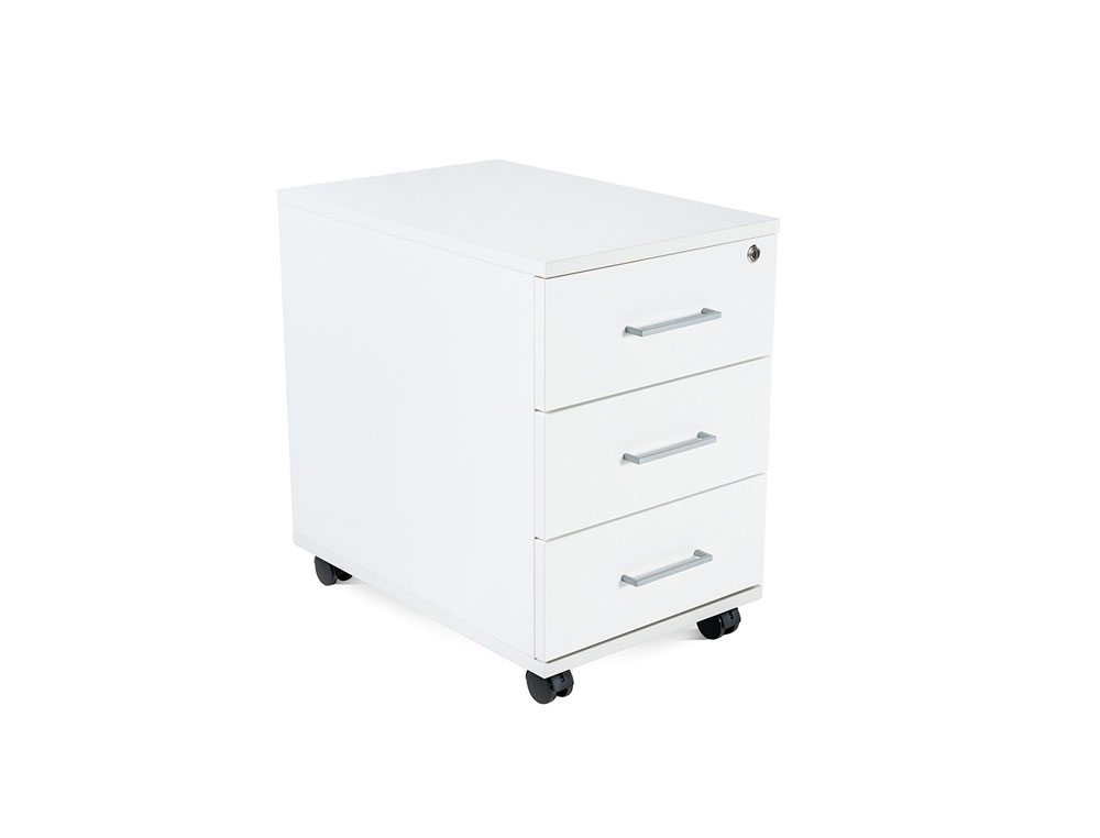 CAJONERA ROCADA CON TRES CAJONES SERIE STORE 60X40X60 CM ACABADO BLANCO/BLANCO