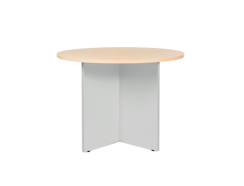 MESA DE REUNION ROCADA MEETING 3005AN01 ESTRUCTURA MADERA GRIS EN ASPAS TABLERO HAYA 100 CM DIAMETRO