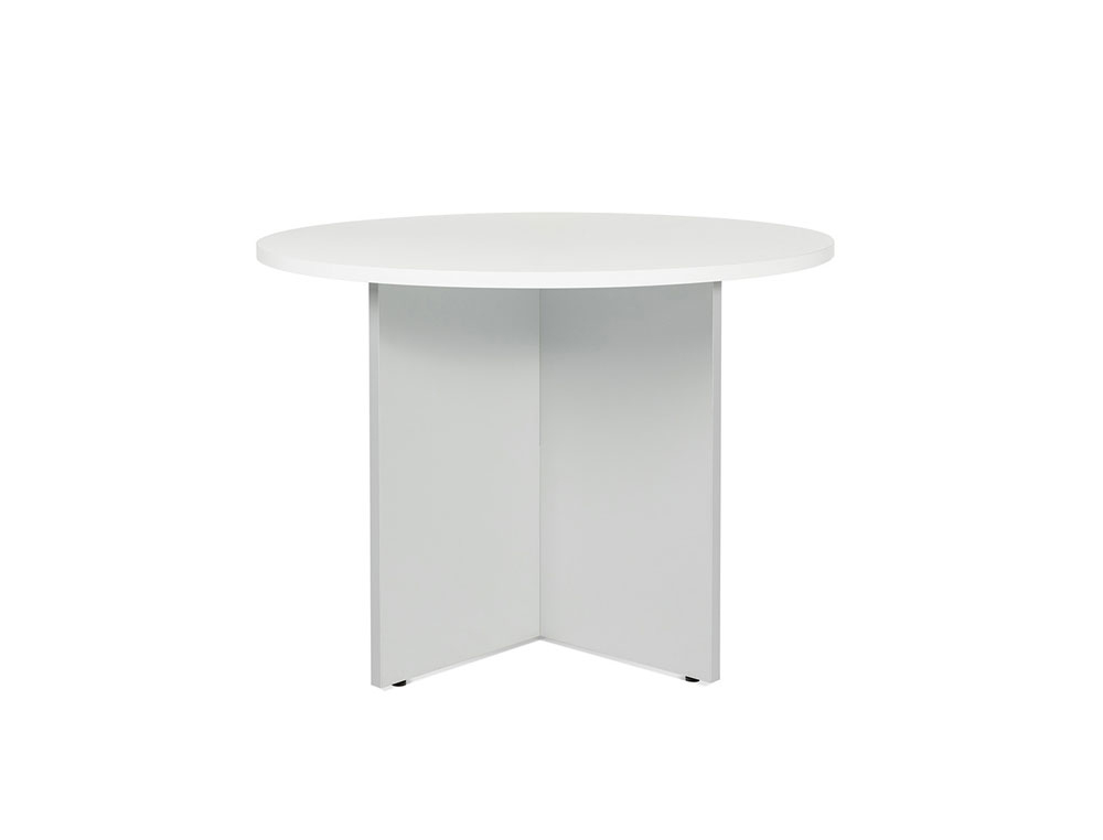 MESA DE REUNION ROCADA MEETING 3005AN04V24 ESTRUCTURA MADERA GRIS EN ASPAS TABLERO BLANCO 100 CM DIAMETRO