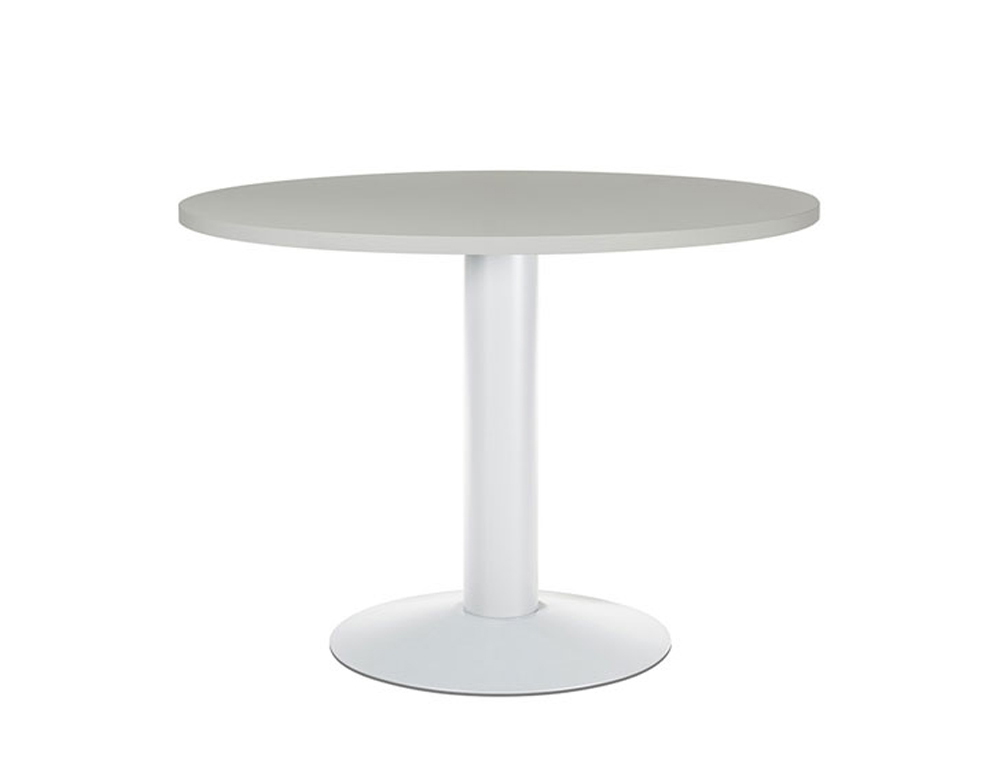 MESA DE REUNION ROCADA MEETING 3005ATW02 ESTRUCTURA COLUMNA ACERO BLANCO TABLERO MADERA GRIS 100 CM DIAMETRO