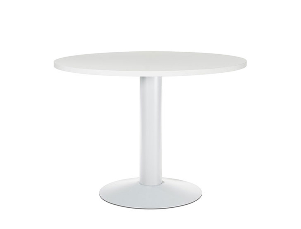 MESA DE REUNION ROCADA MEETING 3005ATW04 ESTRUCTURA COLUMNA ACERO BLANCO TABLERO MADERA BLANCO 100 CM DIAMETRO