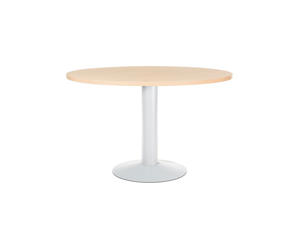 MESA DE REUNION ROCADA MEETING 3006ATW01 ESTRUCTURA COLUMNA ACERO BLANCO TABLERO MADERA HAYA 120 CM DIAMETRO