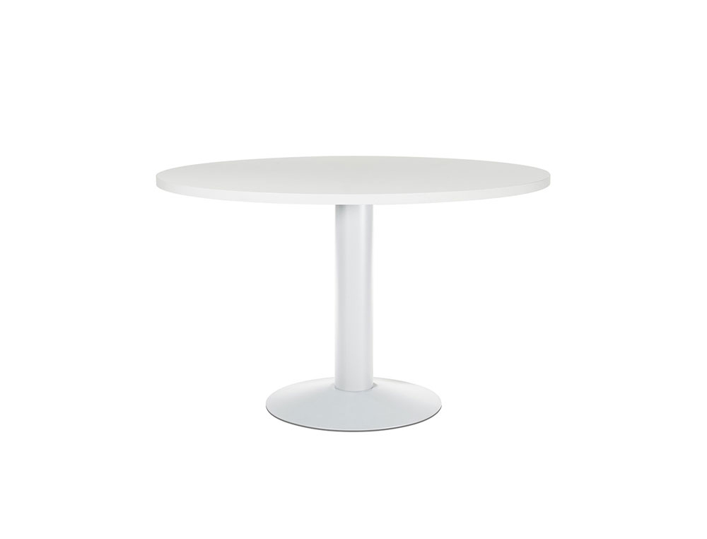 MESA DE REUNION ROCADA MEETING 3006ATW04 ESTRUCTURA COLUMNA ACERO BLANCO TABLERO MADERA BLANCO 120 CM DIAMETRO