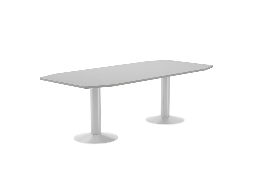 MESA DE REUNION ROCADA MEETING 3003ATW02 ESTRUCTURA COLUMNA DOBLE ACERO BLANCO TABLERO MADERA GRIS