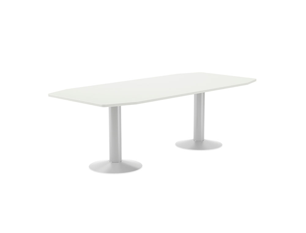MESA DE REUNION ROCADA MEETING 3003ATW04 ESTRUCTURA COLUMNA DOBLE ACERO BLANCO TABLERO MADERA BLANCO