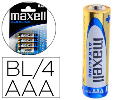 PILA MAXELL ALCALINA 1.5 V TIPO AAA LR03 BLISTER DE 4 UNIDADES