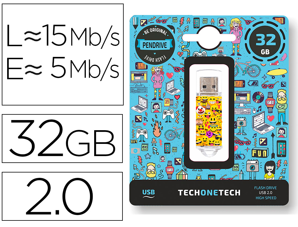 MEMORIA USB TECH ON TECH EMOJITECH EMOJIS 32 GB