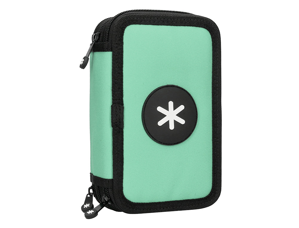 PLUMIER ESCOLAR ANTARTIK TRIPLE CREMALLERA COLOR MENTA 36 PIEZAS