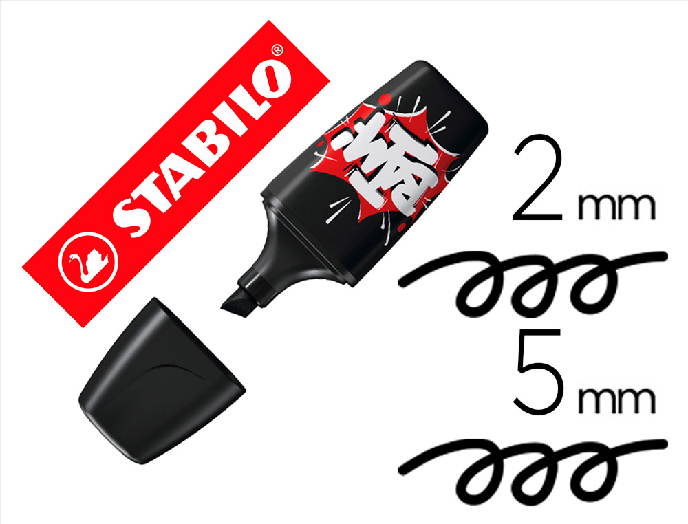 ROTULADOR STABILO BOSS MINI FLUORESCENTE BY SNOOZE ONE NEGRO