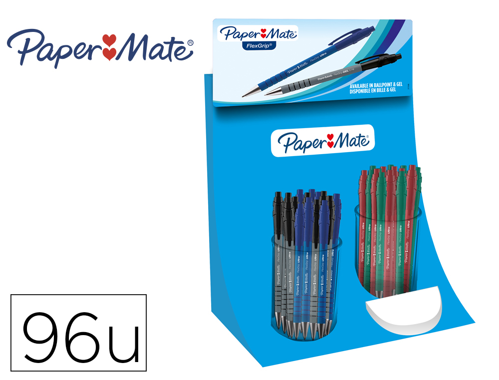 BOLIGRAFO FLEXGRIP RETRACTIL EXPOSITOR DE 96 UNIDADES COLORES SURTIDOS