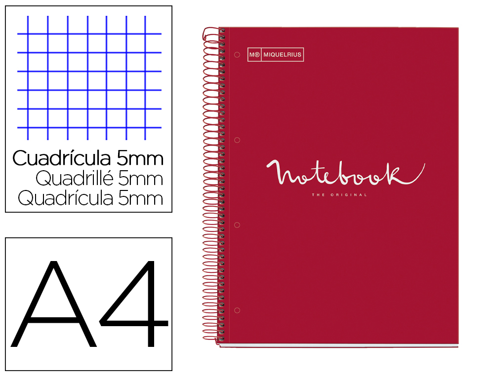 CUADERNO ESPIRAL MIQUELRIUS NOTEBOOK 5 EMOTIONS TAPA FORRADA DIN A4 MICROPERFORADO 120 HOJAS 90G/M2 CUADRO 5 MM
