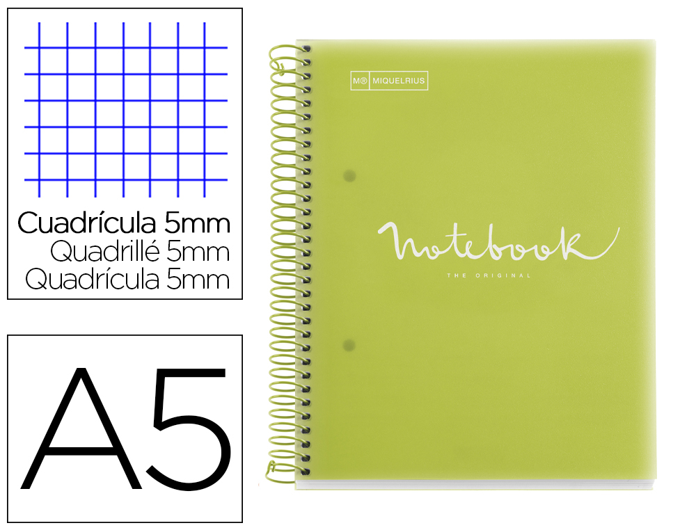 CUADERNO ESPIRAL MIQUELRIUS NOTEBOOK 5 EMOTIONS TAPA POLIPROPILENO DIN A5 MICROPERFORADO 120 HOJAS