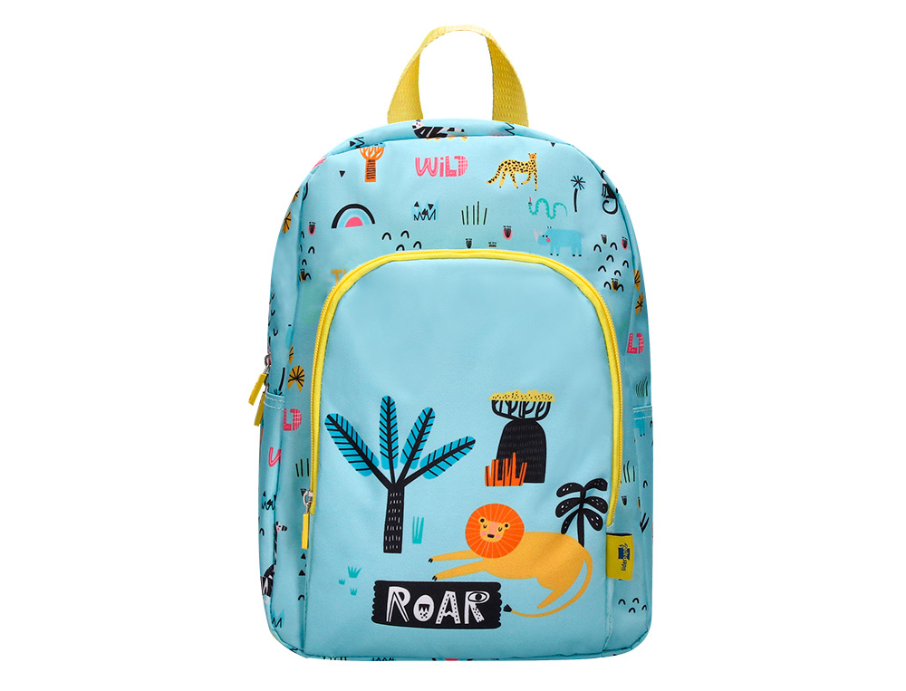 CARTERA ESCOLAR LIDERPAPEL MOC HILA INFANTIL SAFARI DISEO LEON AZUL 330X100X250 MM