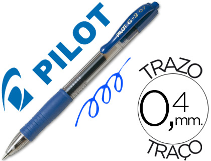 BOLIGRAFO PILOT G-2 AZUL TINTA GEL RETRACTIL SUJECION DE CAUCHO