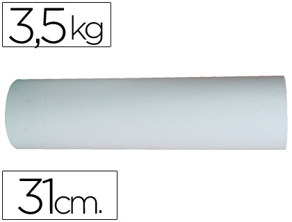 PAPEL KRAFT BLANCO BOBINA ANCHO 31CM LONGITUD 250MT GRAMAJE 50GR PESO 3,5KG