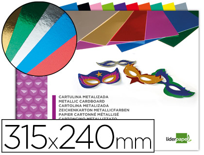 BLOC TRABAJOS MANUALES LIDERPAPEL CARTULINA METALIZADA 240X315MM 10 HOJAS COLORES SURTIDOS