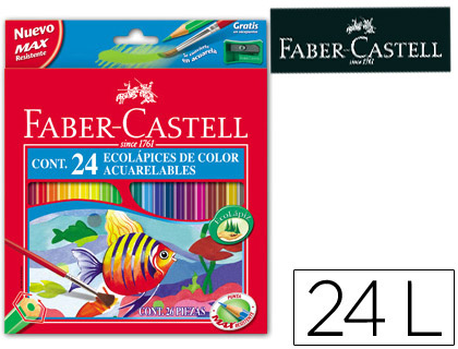 LAPICES DE COLORES FABER CASTELL ACUARELABLES CAJA DE 24 UNIDADES COLORES SURTIDOS