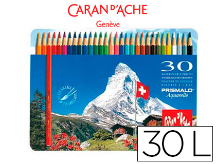 LAPICES DE COLORES CARAN D'ACHE ACUARELABLES CAJA METALICA DE 30 COLORES SURTIDOS