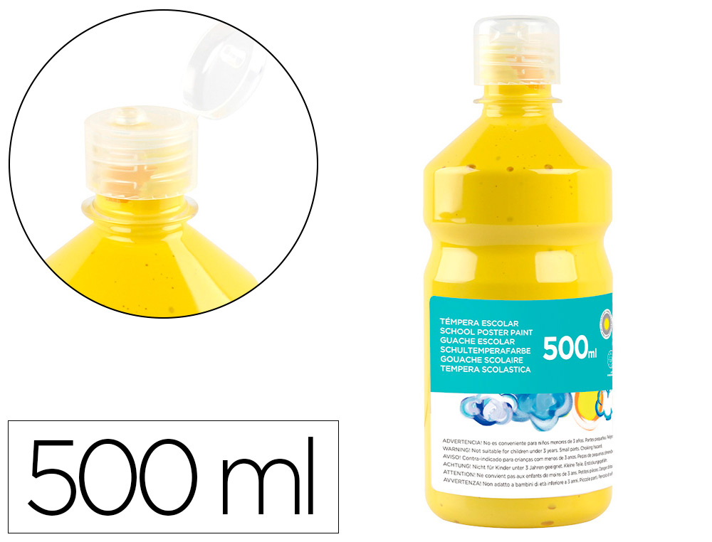 TEMPERA LIQUIDA LIDERPAPEL ESCOLAR 500 ML AMARILLO