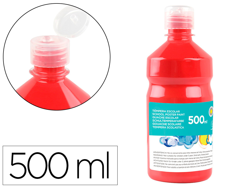 TEMPERA LIQUIDA LIDERPAPEL ESCOLAR 500 ML ROJO