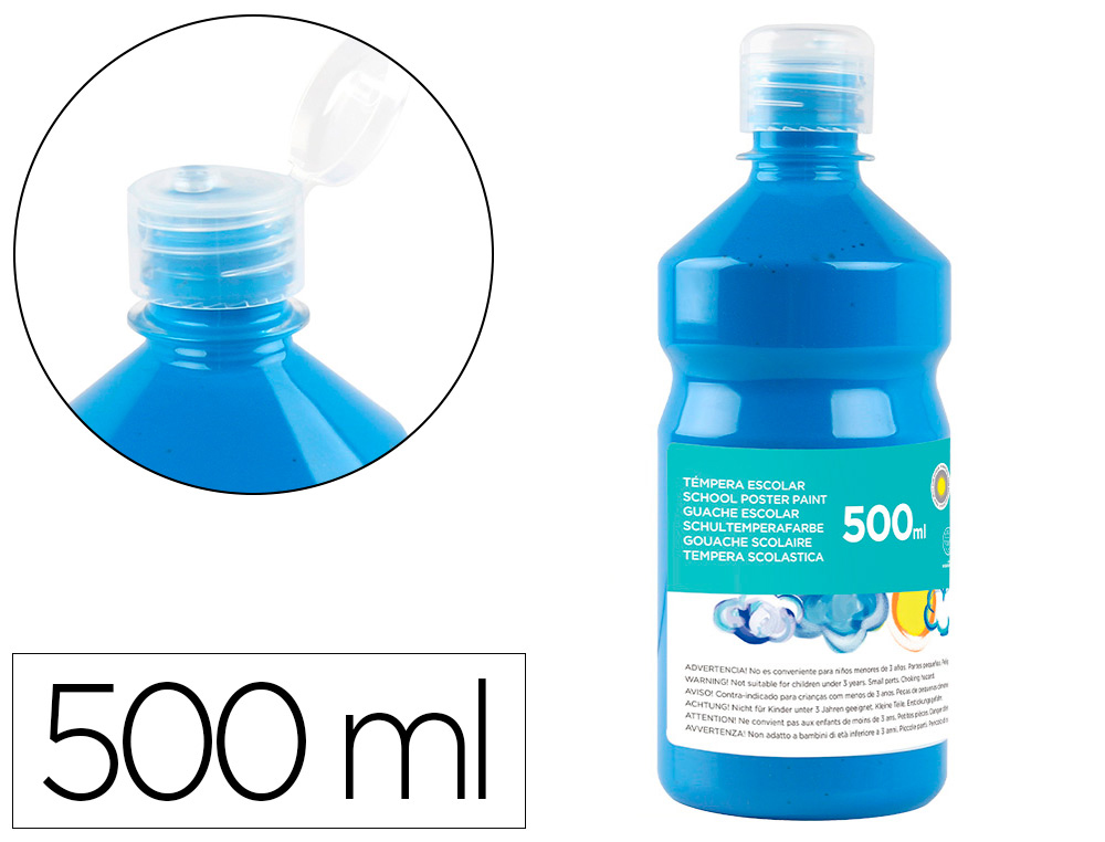 TEMPERA LIQUIDA LIDERPAPEL ESCOLAR 500 ML AZUL