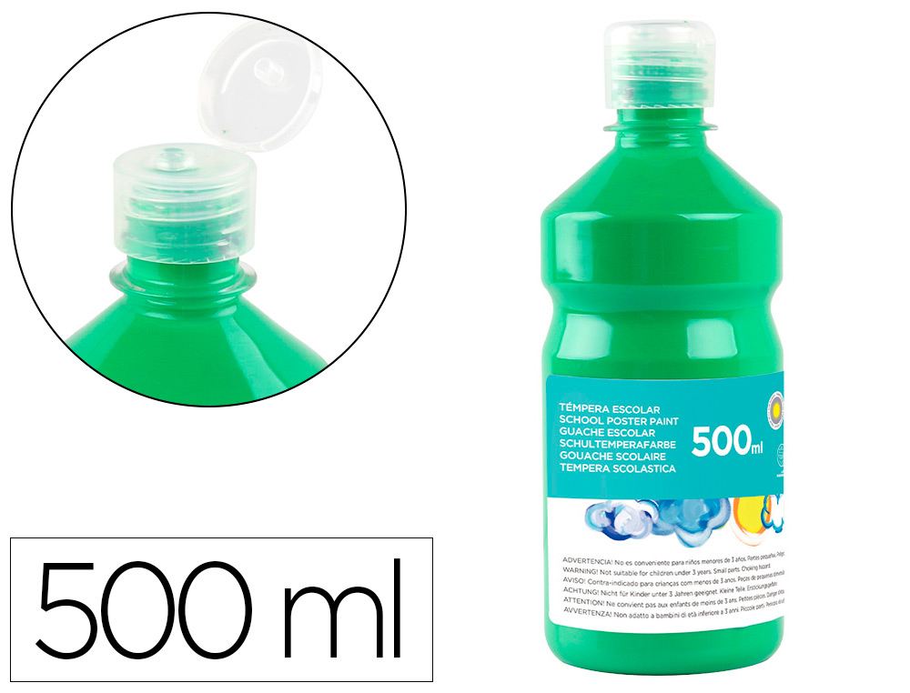 TEMPERA LIQUIDA LIDERPAPEL ESCOLAR 500 ML VERDE