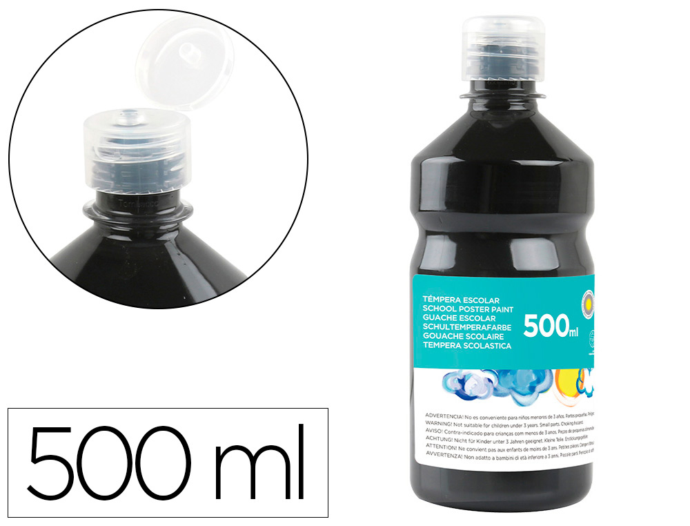 TEMPERA LIQUIDA LIDERPAPEL ESCOLAR 500 ML NEGRO