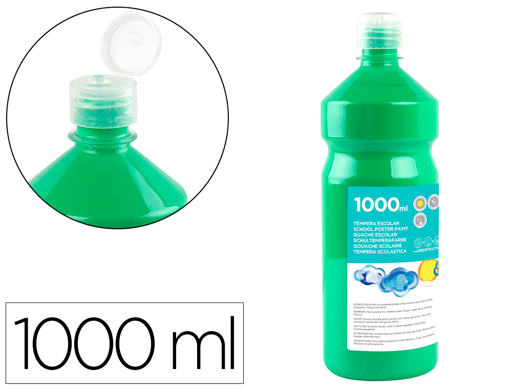 TEMPERA LIQUIDA LIDERPAPEL ESCOLAR 1000 ML VERDE