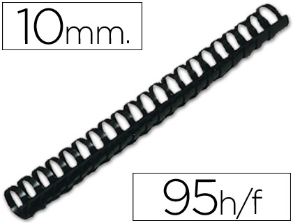 CANUTILLO Q-CONNECT REDONDO 10 MM PLASTICO NEGRO CAPACIDAD 95 HOJAS CAJA DE 100 UNIDADES