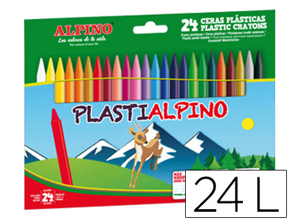 LAPICES CERA ALPINO PLASTI CAJA DE 24 UNIDADES COLORES SURTIDOS