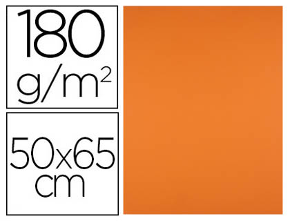 CARTULINA LIDERPAPEL 50X65 CM 180G/M2 NARANJA PAQUETE DE 25 HOJAS