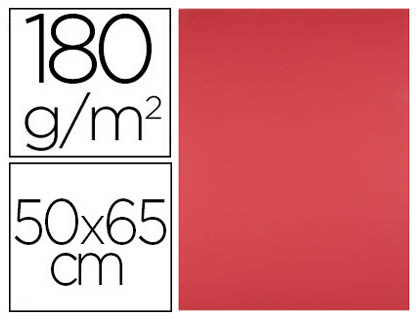 CARTULINA LIDERPAPEL 50X65 CM 180G/M2 ROJO PAQUETE DE 25 HOJAS