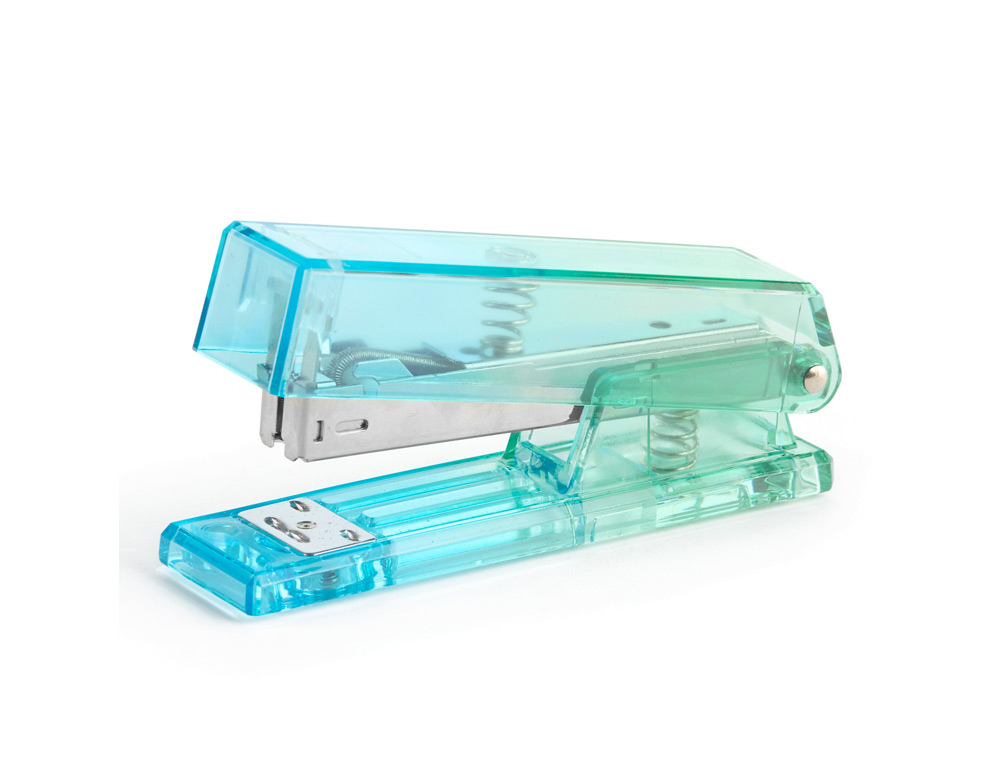 GRAPADORA MIQUELRIUS PLASTICO CAPACIDAD 20 HOJAS AZUL/VERDE TRANSPARENTE USA GRAPAS 24/6