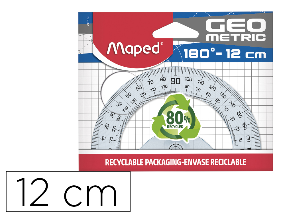 SEMICIRCULO MAPED GEOMETRIC 180 PLASTICO CRISTAL