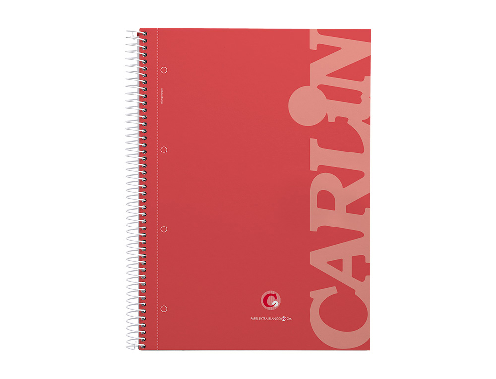 CUADERNO ESPIRAL CARLIN A4 MICRO TAPA FORRADA 120H 90 GR CUADRO 5MM 4 TALADROS 5 BANDAS6 COLORES SURTIDOS REF 16017