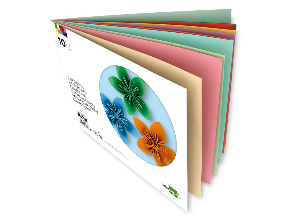 BLOC TRABAJOS MANUALES LIDERPAPEL CARTULINA 240X315MM 10 HOJAS COLORES SURTIDOS