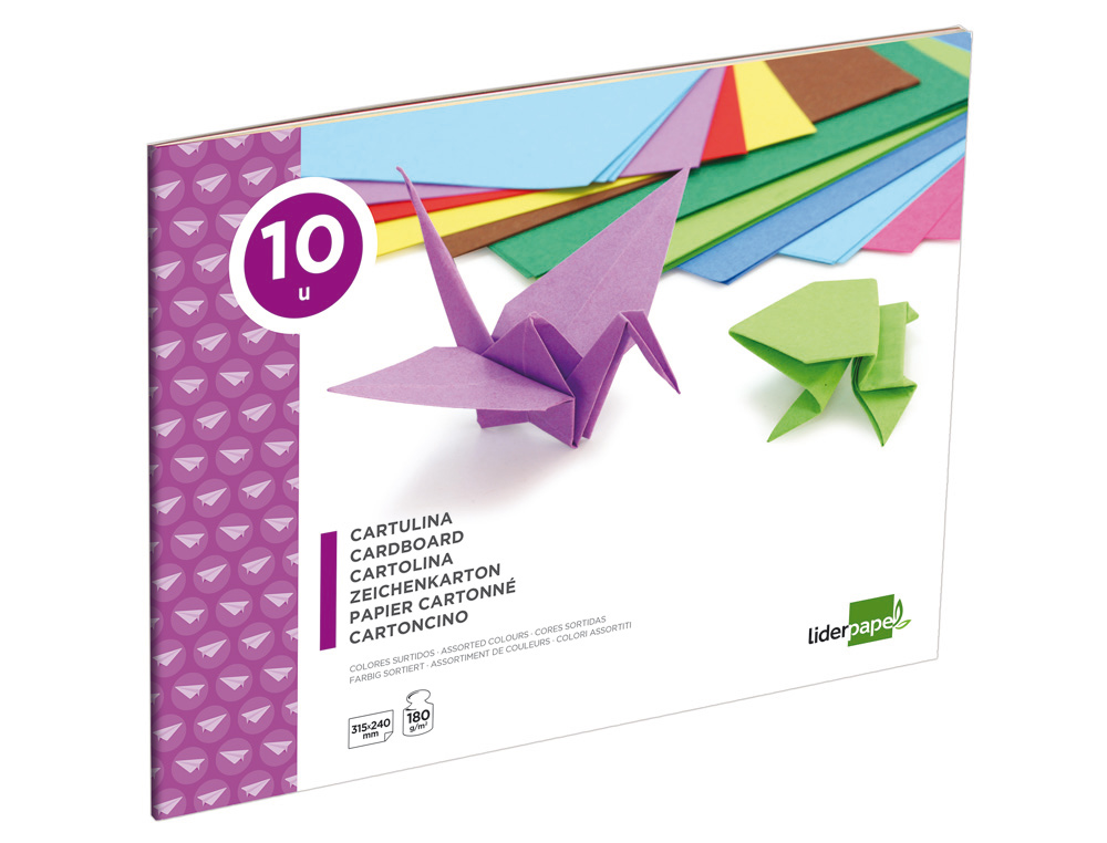 BLOC TRABAJOS MANUALES LIDERPAPEL CARTULINA 240X315MM 10 HOJAS COLORES SURTIDOS