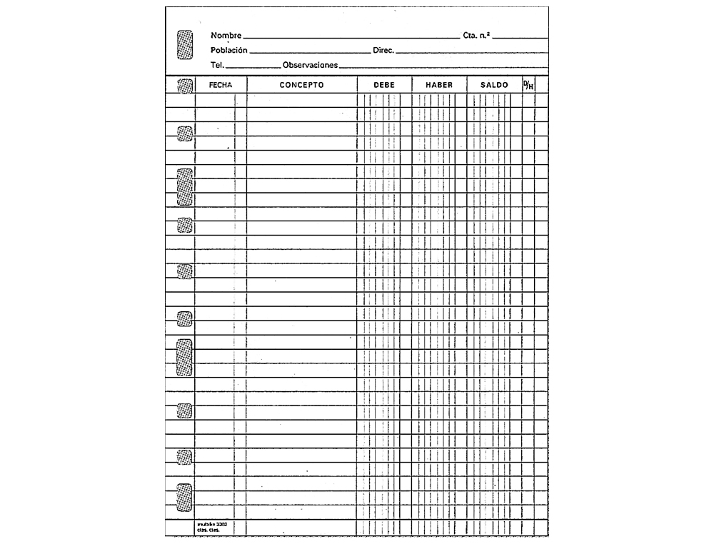 RECAMBIO MULTIFIN 3006 FOLIO APAISADO CUENTAS CORRIENTES 50 HOJAS 315X215 MM
