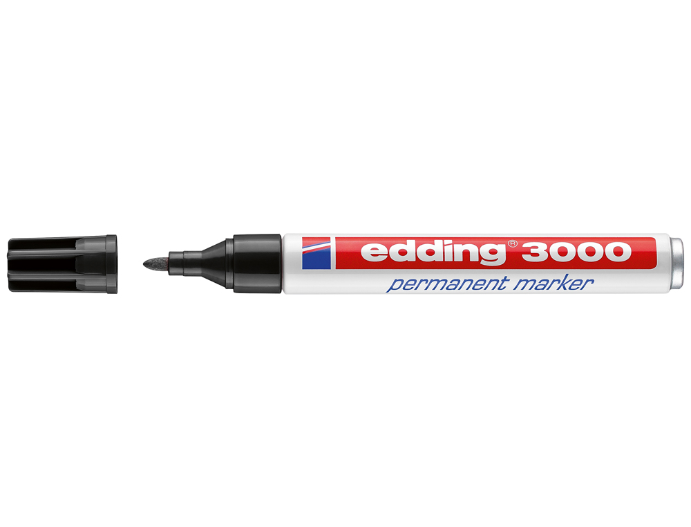 ROTULADOR EDDING MARCADOR PERMANENTE 3000 NEGRO PUNTA REDONDA 1,5-3 MM RECARGABLE