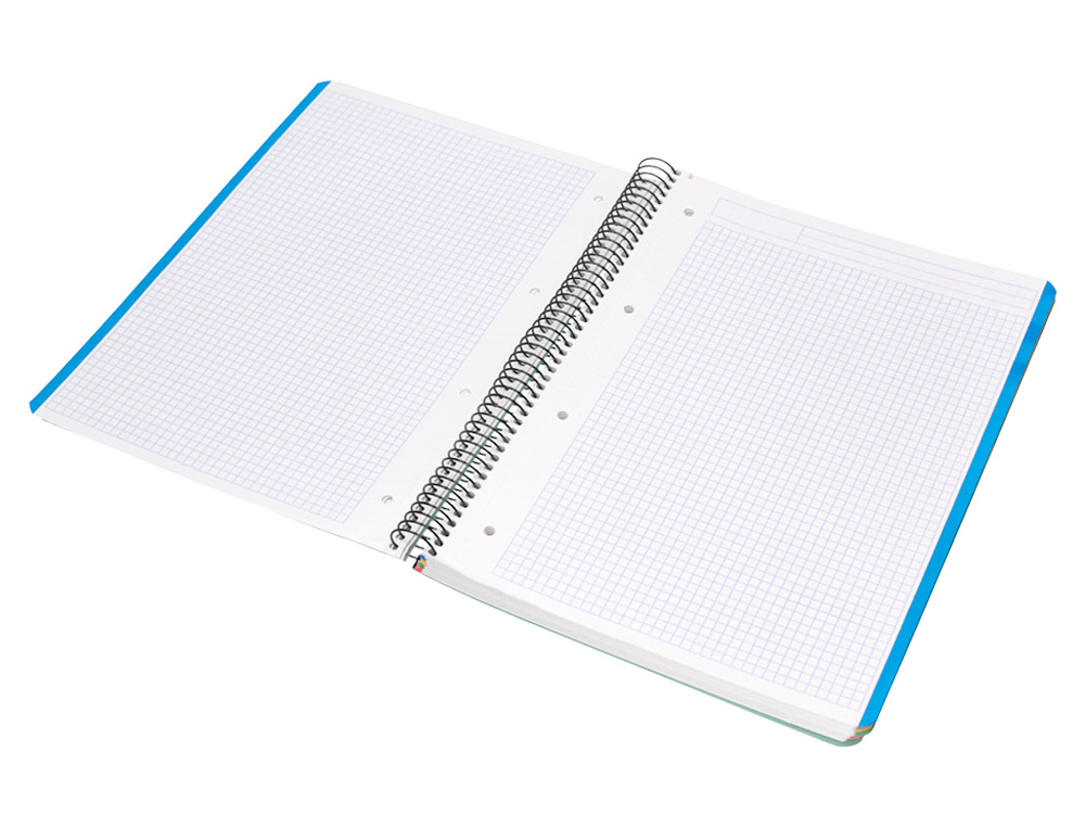 CUADERNO ESPIRAL LIDERPAPEL A4 MICRO WONDER TAPA PLASTICO 120H 90GR CUADRO 5MM 5 BANDA 4 TALADRO COLOR VERDE TURQUESA