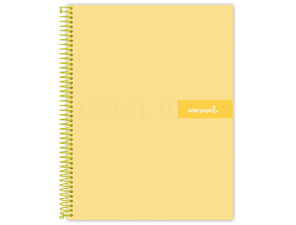CUADERNO ESPIRAL LIDERPAPEL A5 MICRO CRAFTY TAPA FORRADA 120H 90 GR CUADRO 5MM 5 BANDAS6 TALADROS COLOR AMARILLO