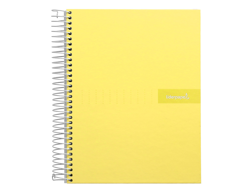 CUADERNO ESPIRAL LIDERPAPEL A5 MICRO CRAFTY TAPA FORRADA 120H 90 GR CUADRO 5MM 5 BANDAS6 TALADROS COLOR AMARILLO