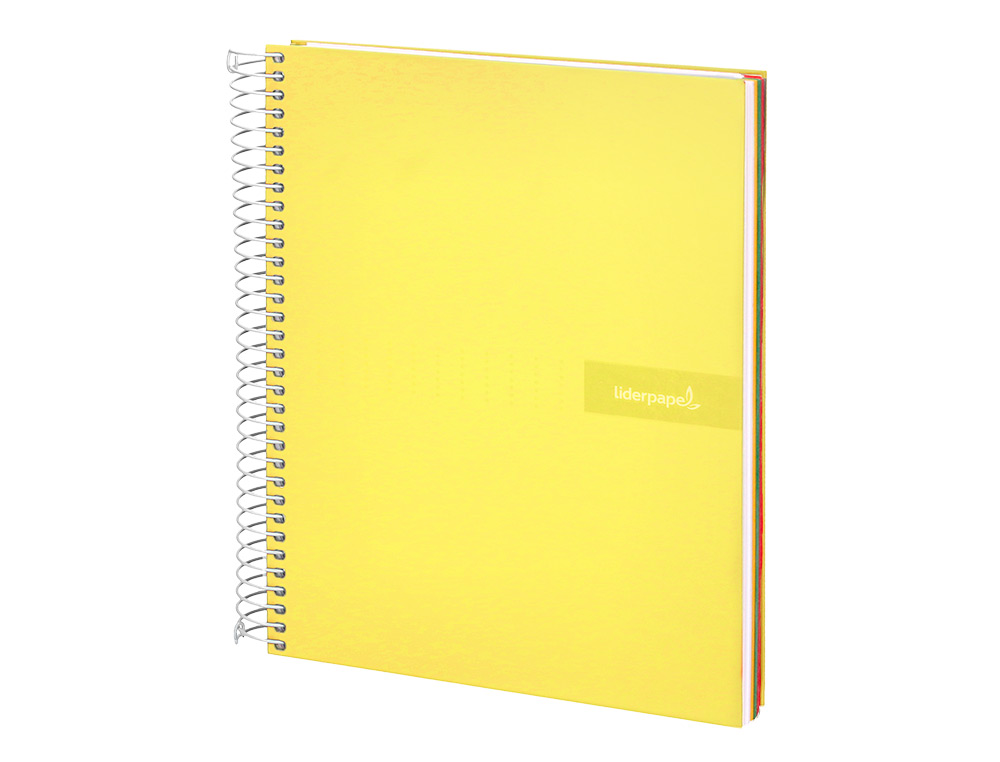 CUADERNO ESPIRAL LIDERPAPEL A5 MICRO CRAFTY TAPA FORRADA 120H 90 GR CUADRO 5MM 5 BANDAS6 TALADROS COLOR AMARILLO