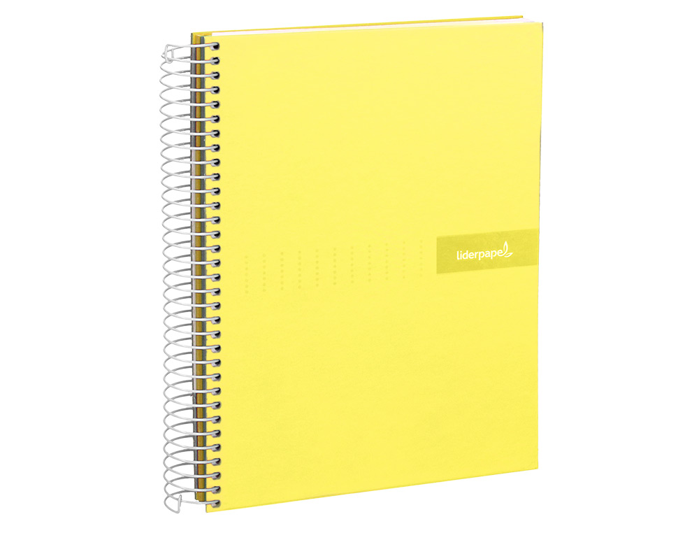 CUADERNO ESPIRAL LIDERPAPEL A5 MICRO CRAFTY TAPA FORRADA 120H 90 GR CUADRO 5MM 5 BANDAS6 TALADROS COLOR AMARILLO