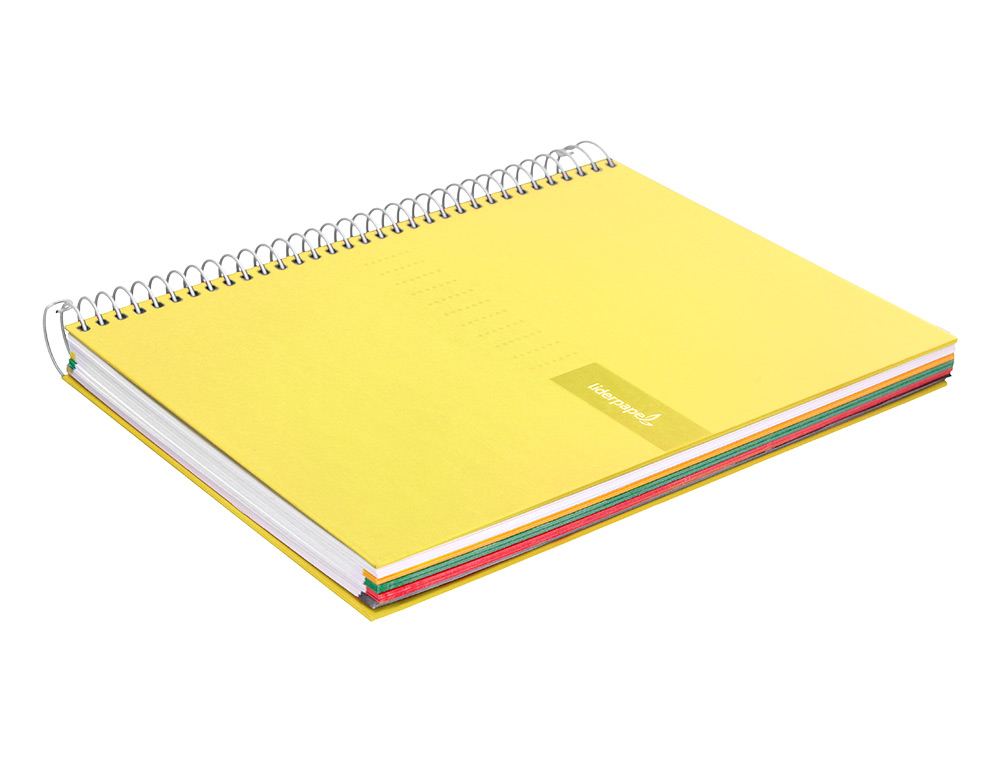 CUADERNO ESPIRAL LIDERPAPEL A5 MICRO CRAFTY TAPA FORRADA 120H 90 GR CUADRO 5MM 5 BANDAS6 TALADROS COLOR AMARILLO