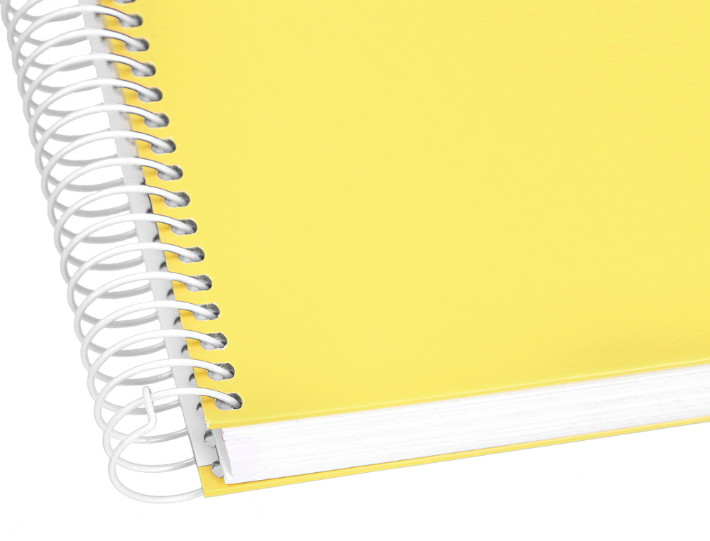 CUADERNO ESPIRAL LIDERPAPEL A5 MICRO CRAFTY TAPA FORRADA 120H 90 GR CUADRO 5MM 5 BANDAS6 TALADROS COLOR AMARILLO