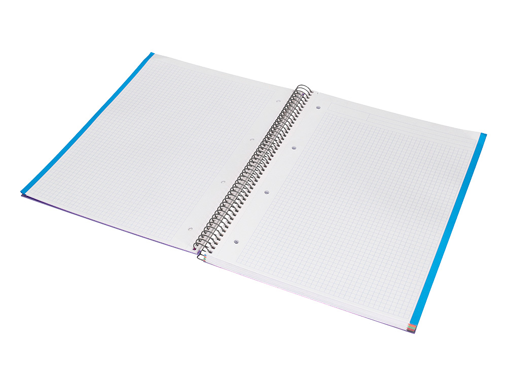 CUADERNO ESPIRAL LIDERPAPEL A4 MICRO JOLLY TAPA FORRADA 140H 75GR CUADRO 5MM 5 BANDAS 4 TALADROS COLOR LILA