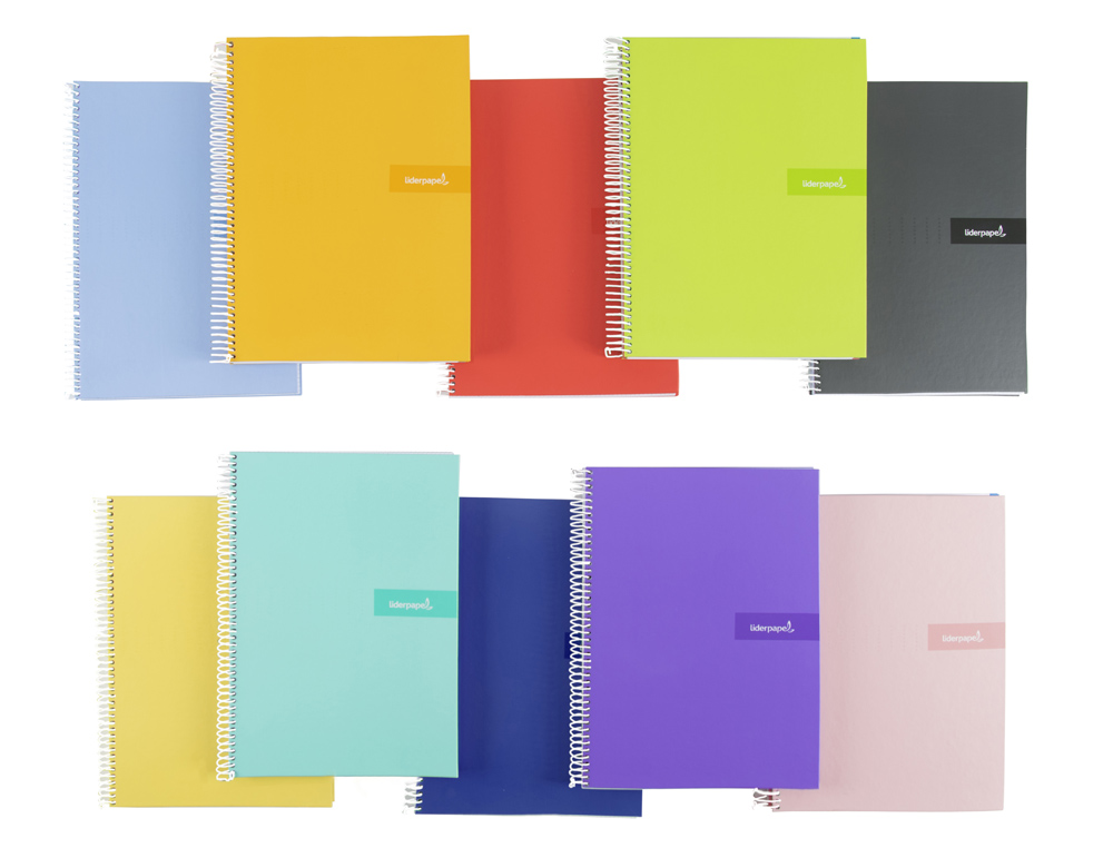 CUADERNO ESPIRAL LIDERPAPEL A4 CRAFTY TAPA FORRADA 80H 90 GR PAUTA ESTRECHA 2,5MM CON MARGEN COLORES SURTIDOS