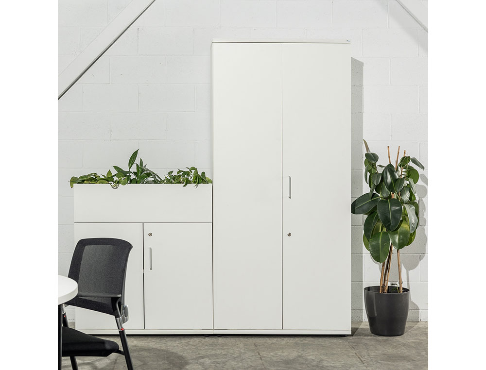ARMARIO ROCADA CON UN ESTANTES SERIE STORE 78X90X45 CM ACABADO GRIS/BLANCO